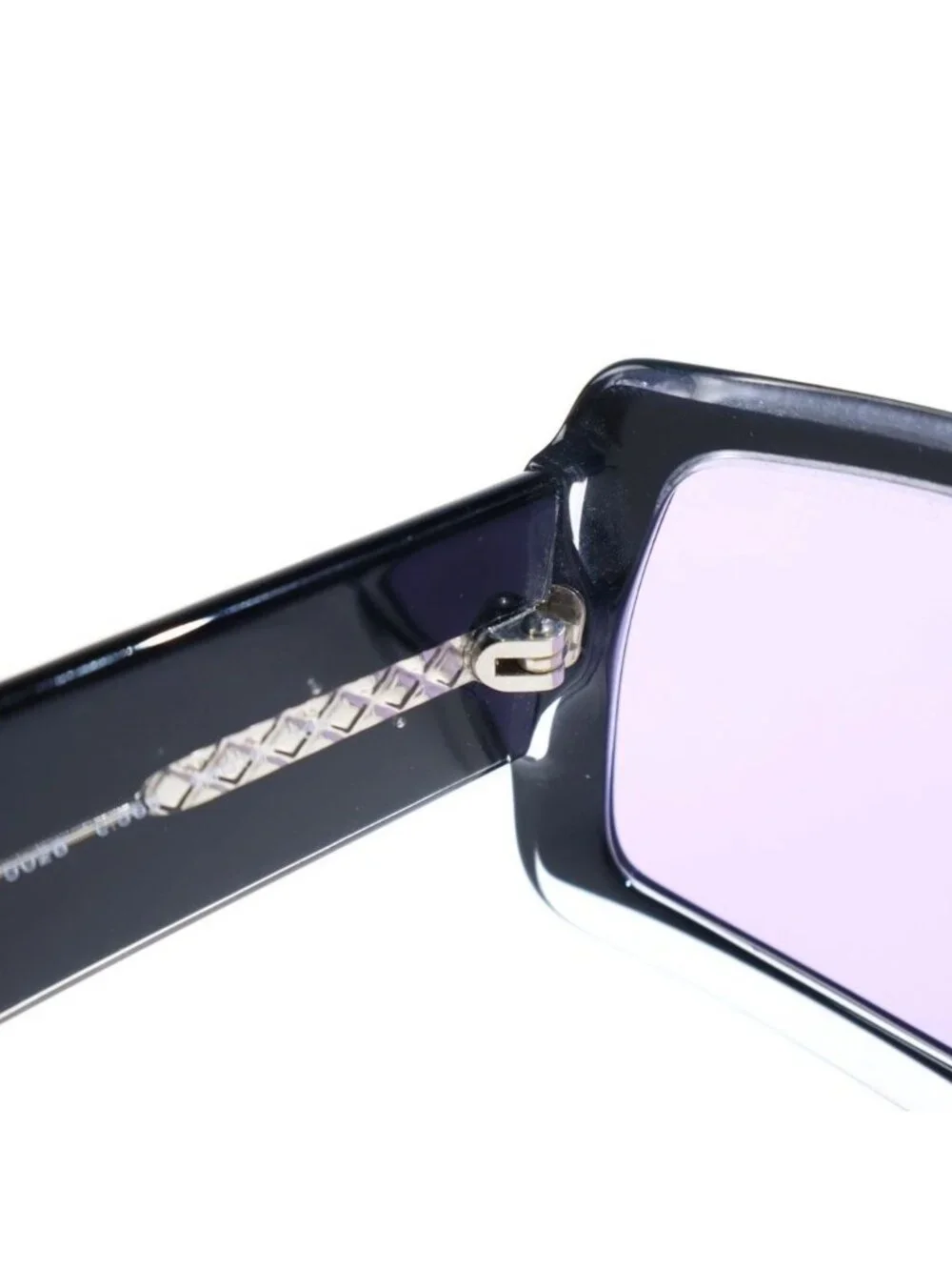 Chanel Choco Bar Square Frame Sunglasses Eyewear 56 Black Purple
